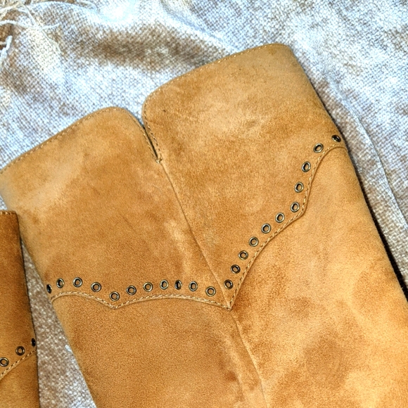 Frye Ray Grommet Brown Suede Knee High Boots 7.5 - Picture 5 of 16